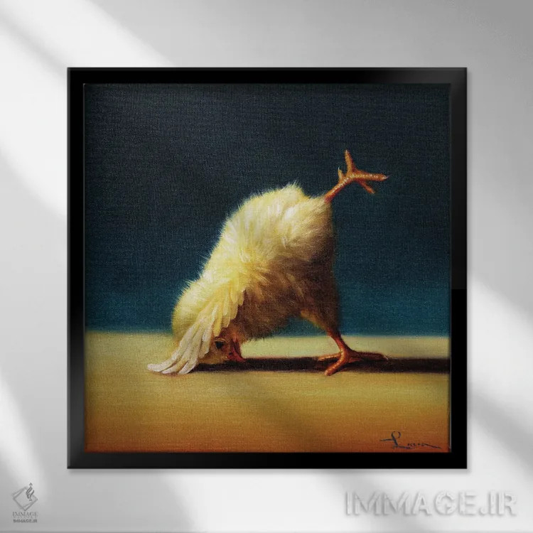 تابلو شکاف سگ رو به پایین (جوجه یوگاکار) اثر لوسیا هفرنان - نمای قابدار مشکی