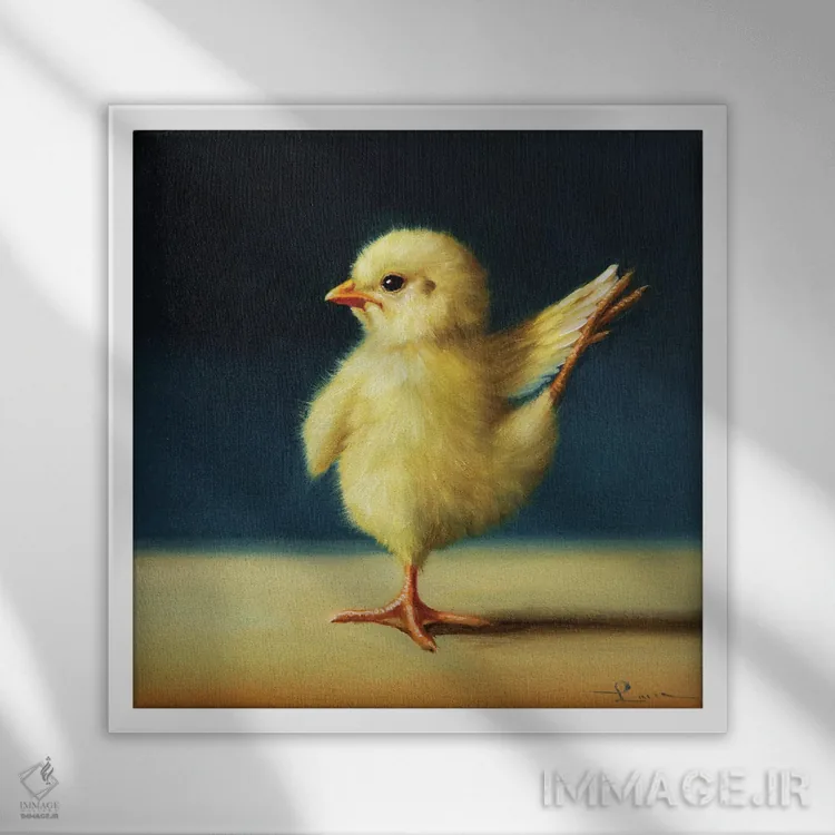 تابلو رقصنده دو (جوجه یوگاکار) اثر لوسیا هفرنان - نمای قابدار سفید