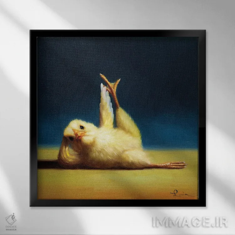 تابلو بالا بردن پا از پهلو (جوجه یوگاکار) اثر لوسیا هفرنان - نمای قابدار مشکی