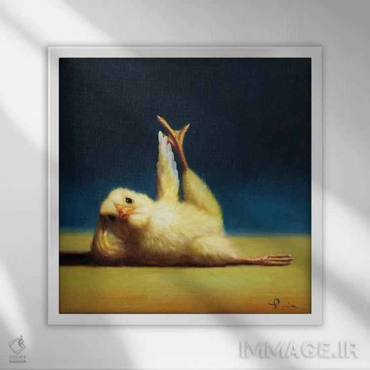 تابلو بالا بردن پا از پهلو (جوجه یوگاکار) اثر لوسیا هفرنان - نمای قابدار سفید
