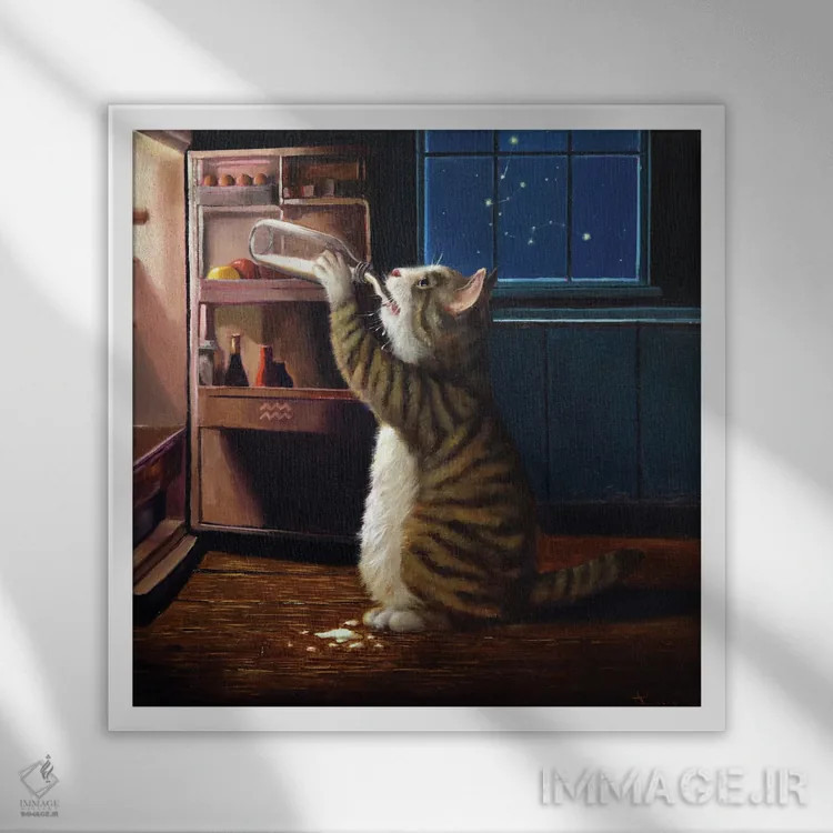 تابلو برج دلو (آکواریوس) اثر لوسیا هفرنان - نمای قابدار سفید