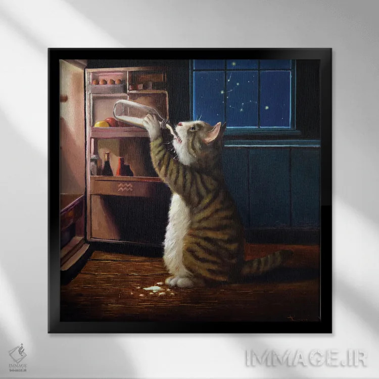 تابلو برج دلو (آکواریوس) اثر لوسیا هفرنان - نمای قابدار مشکی