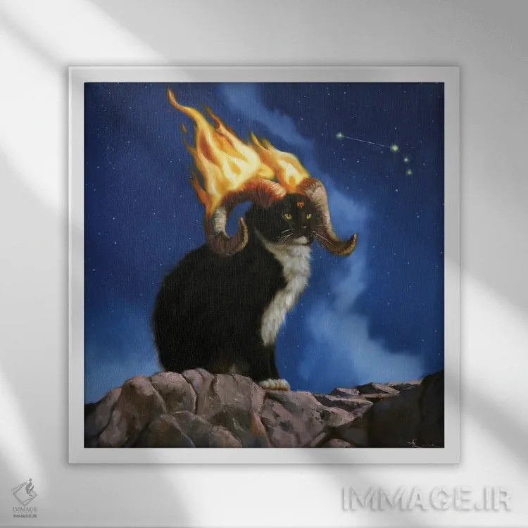 تابلو برج حمل (برج بره) اثر لوسیا هفرنان - نمای قابدار سفید