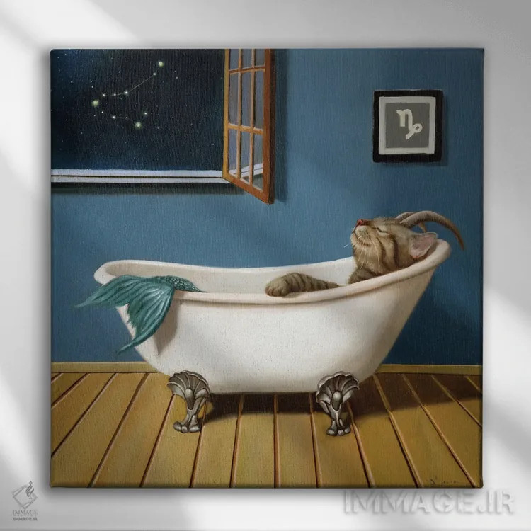 تابلو برج جدی (کاپریکورن) اثر لوسیا هفرنان - نمای روبهرو روی دیوار