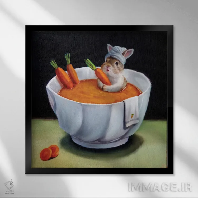 تابلو اسپا هویج اثر لوسیا هفرنان - نمای قابدار مشکی