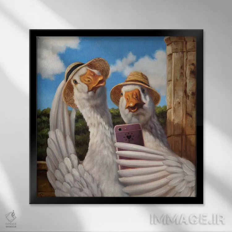 تابلو صورت اردکی اثر لوسیا هفرنان - نمای قابدار مشکی