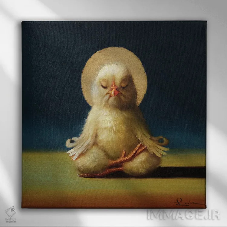 تابلو نیمه نیلوفر (جوجه یوگاکار) اثر لوسیا هفرنان - نمای روبهرو روی دیوار