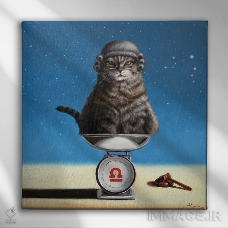 تابلو برج میزان (ترازو) اثر لوسیا هفرنان - نمای روبهرو روی دیوار