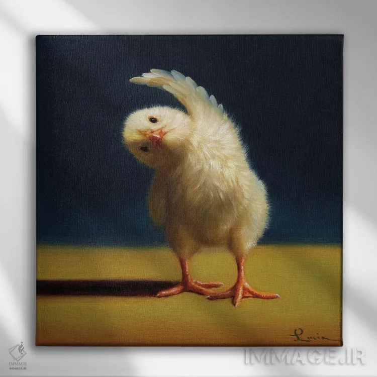 تابلو خم شدن ایستاده به پهلو (جوجه یوگاکار) اثر لوسیا هفرنان - نمای روبهرو روی دیوار