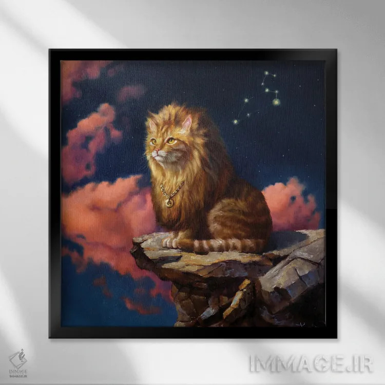 تابلو برج اسد (شیر) اثر لوسیا هفرنان - نمای قابدار مشکی