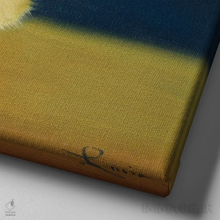 تابلو نیمه ماه (جوجه یوگاکار) اثر لوسیا هفرنان - نمای نزدیک بافت بوم