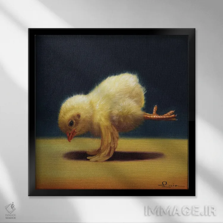 تابلو جرثقیل (جوجه یوگاکار) اثر لوسیا هفرنان - نمای قابدار مشکی