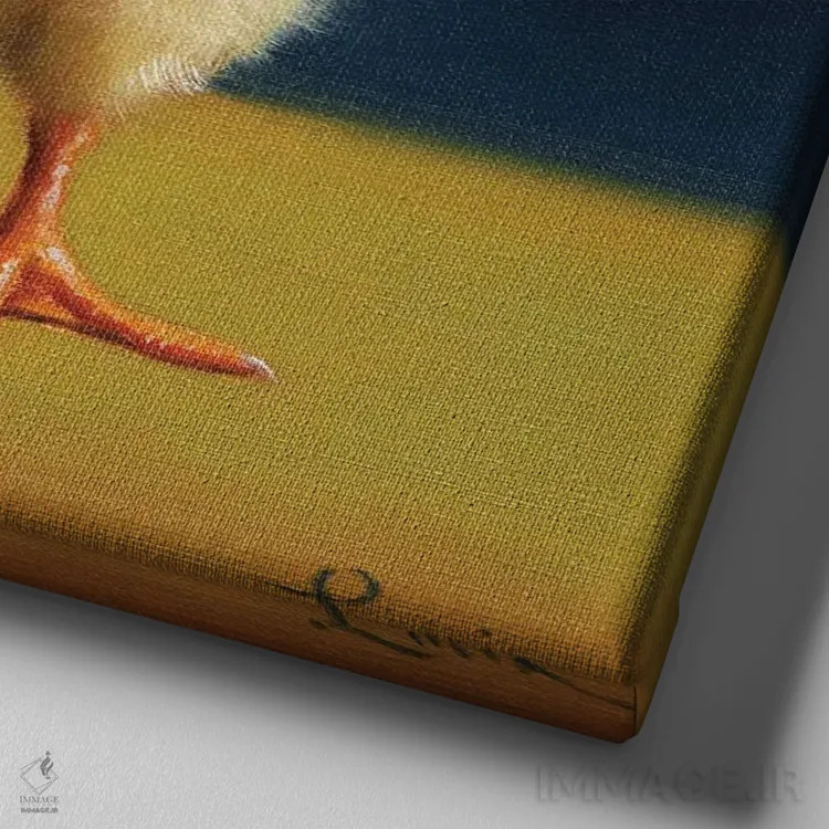 تابلو خم شدن ایستاده به پهلو (جوجه یوگاکار) اثر لوسیا هفرنان - نمای نزدیک بافت بوم