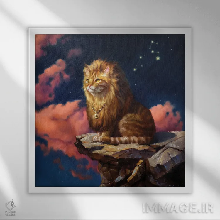 تابلو برج اسد (شیر) اثر لوسیا هفرنان - نمای قابدار سفید