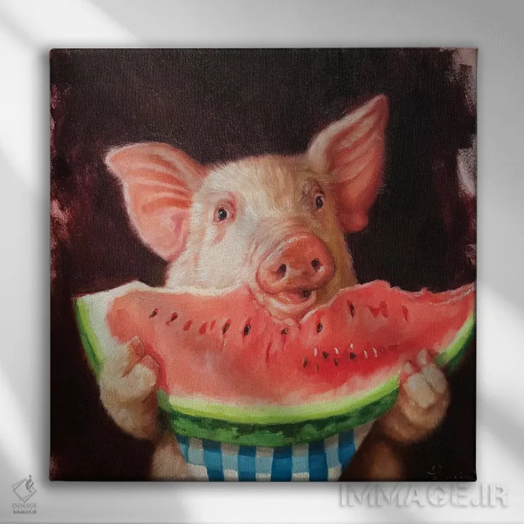 تابلو خانهخواری (زیاد خوردن) اثر لوسیا هفرنان - نمای روبهرو روی دیوار