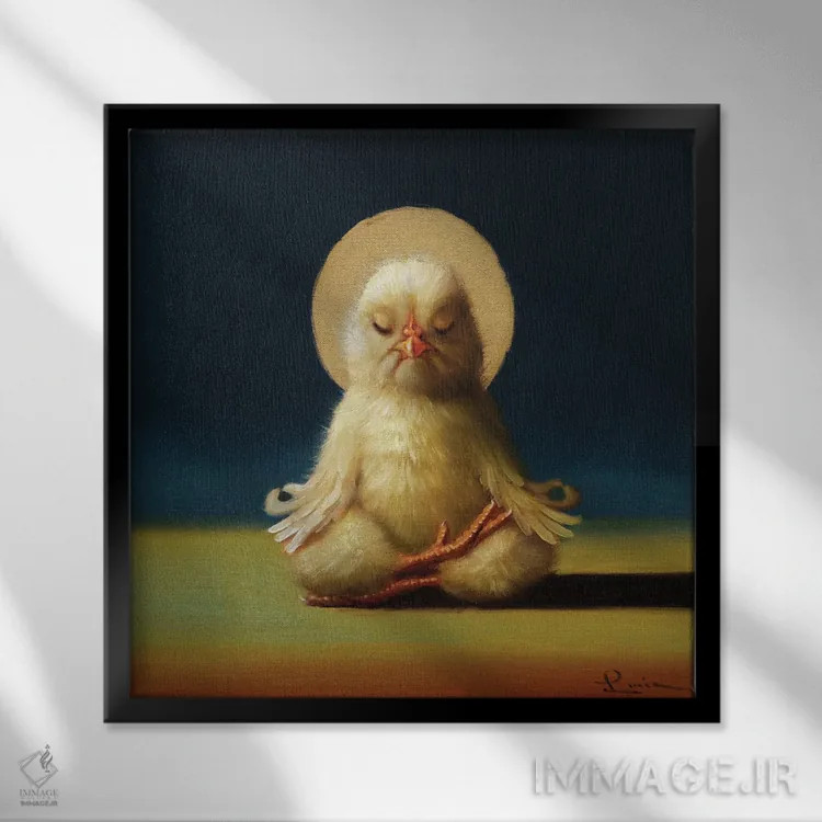 تابلو نیمه نیلوفر (جوجه یوگاکار) اثر لوسیا هفرنان - نمای قابدار مشکی