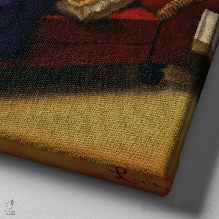 تابلو ناهار امپراتور اثر لوسیا هفرنان - نمای نزدیک بافت بوم