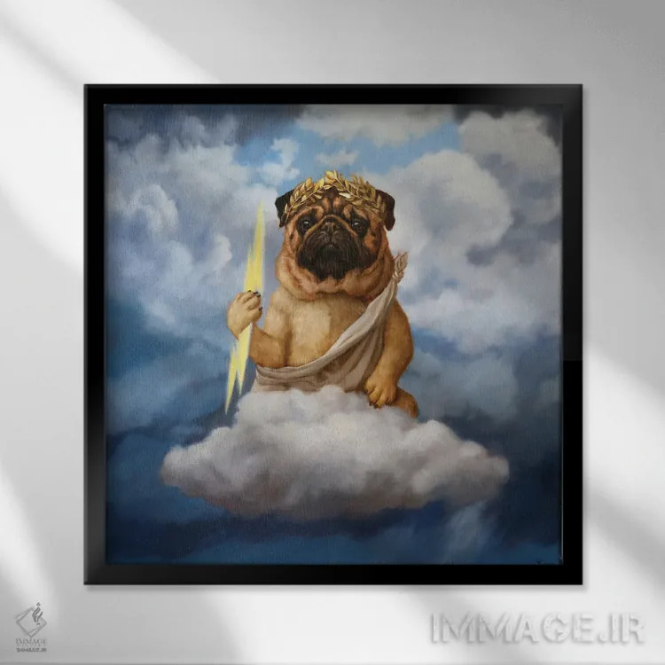 تابلو سگ زئوس اثر لوسیا هفرنان - نمای قابدار مشکی