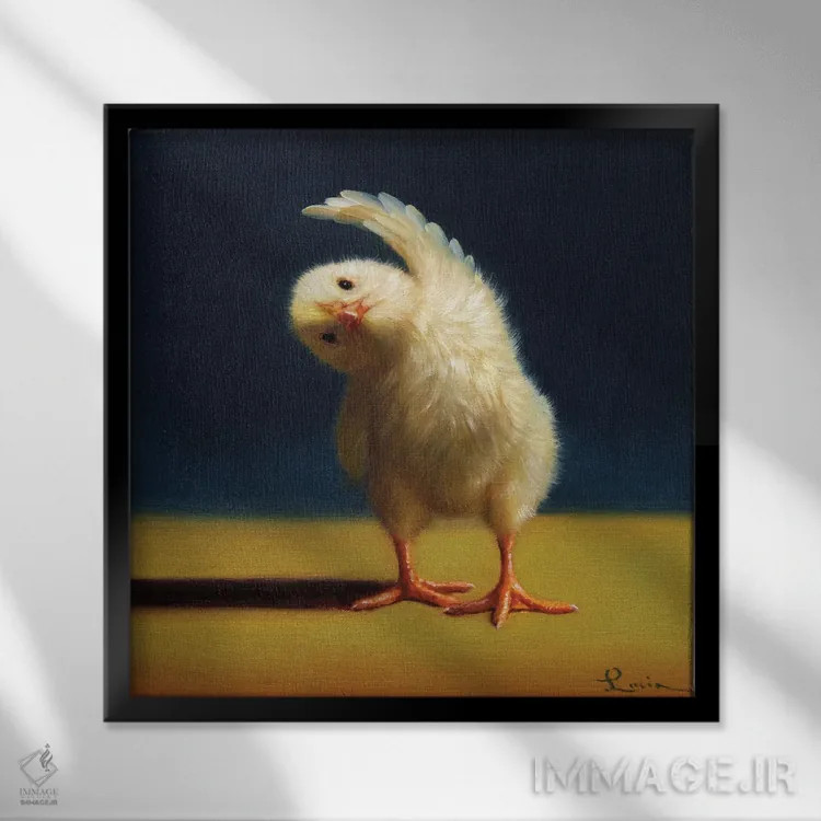 تابلو خم شدن ایستاده به پهلو (جوجه یوگاکار) اثر لوسیا هفرنان - نمای قابدار مشکی