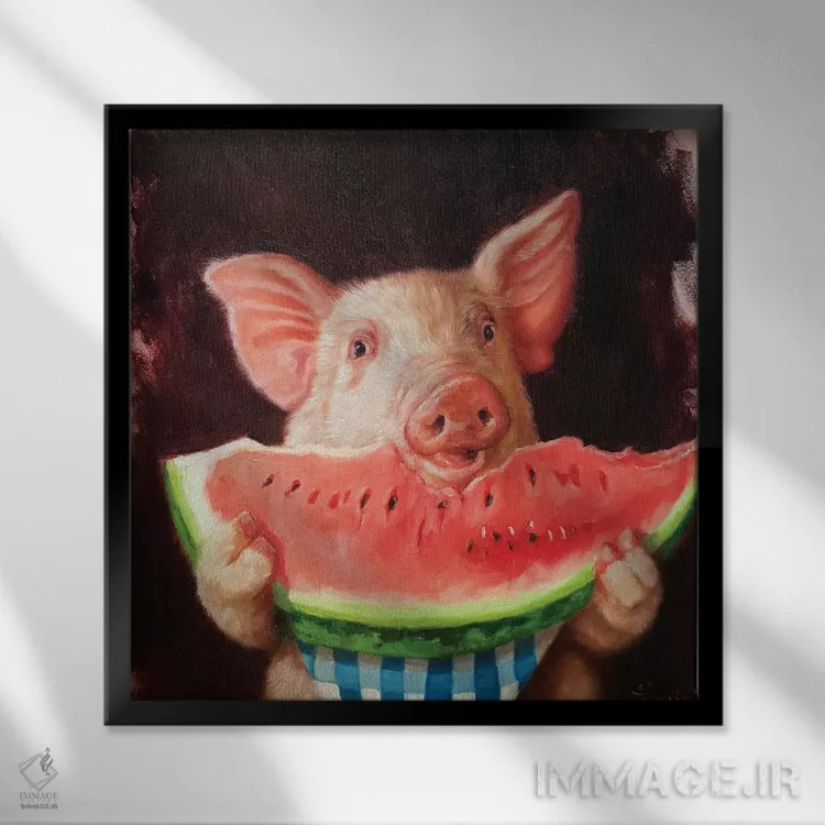 تابلو خانهخواری (زیاد خوردن) اثر لوسیا هفرنان - نمای قابدار مشکی