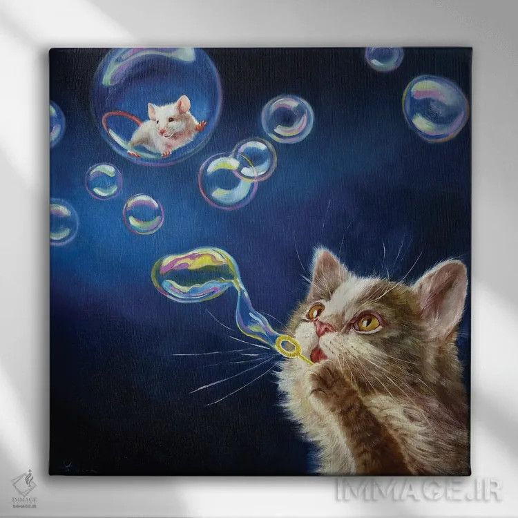 تابلو حباب بازی اثر لوسیا هفرنان - نمای روبهرو روی دیوار