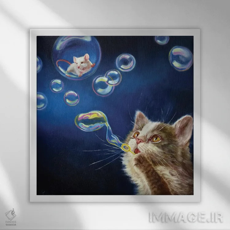 تابلو حباب بازی اثر لوسیا هفرنان - نمای قابدار سفید