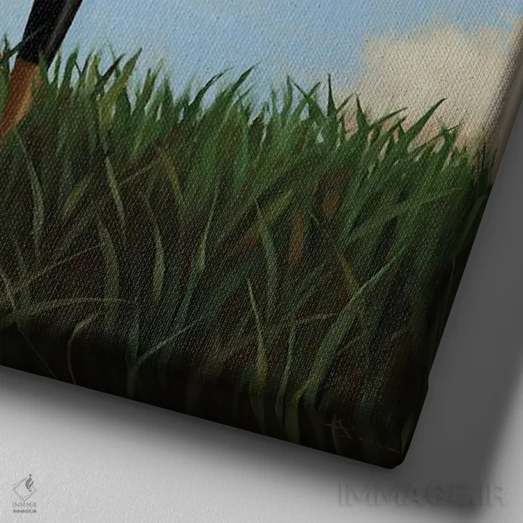 تابلو فرصت دوباره (در بازی گلف) اثر لوسیا هفرنان - نمای نزدیک بافت بوم