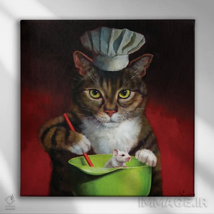 تابلو مهمان شام اثر لوسیا هفرنان - نمای روبهرو روی دیوار