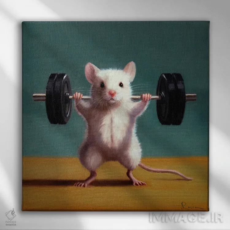 تابلو اسکوات پشت (موش باشگاه) اثر لوسیا هفرنان - نمای روبهرو روی دیوار