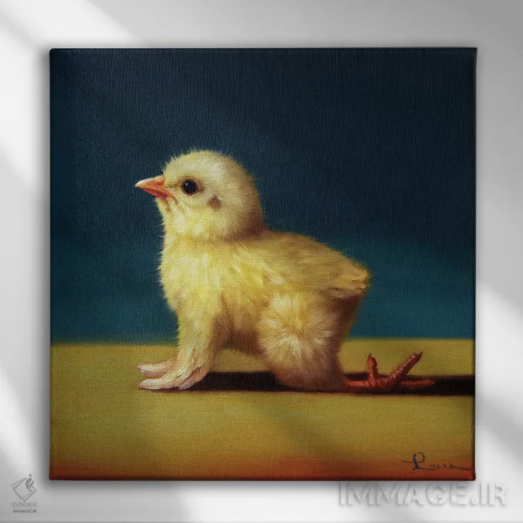 تابلو گاو (جوجه یوگاکار) اثر لوسیا هفرنان - نمای روبهرو روی دیوار