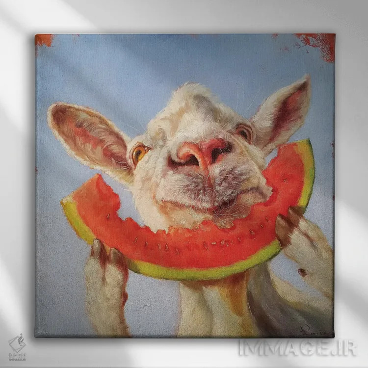 تابلو خوراکی تابستانه اثر لوسیا هفرنان - نمای روبهرو روی دیوار