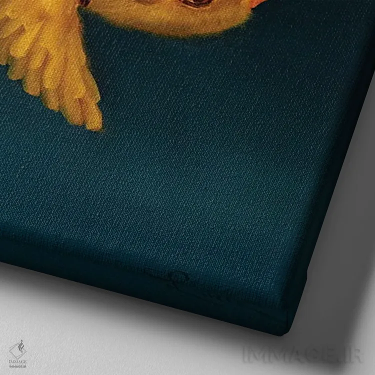 تابلو جوجه میلهای: نوع متفاوت وضعیت اثر لوسیا هفرنان - نمای نزدیک بافت بوم