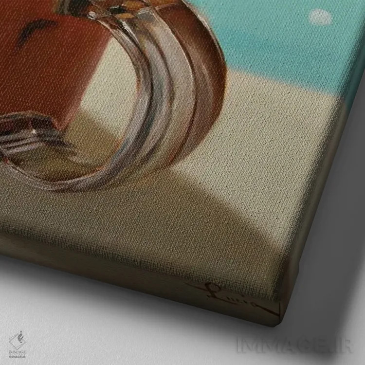 تابلو حمام بوبا (چای حبابی) اثر لوسیا هفرنان - نمای نزدیک بافت بوم