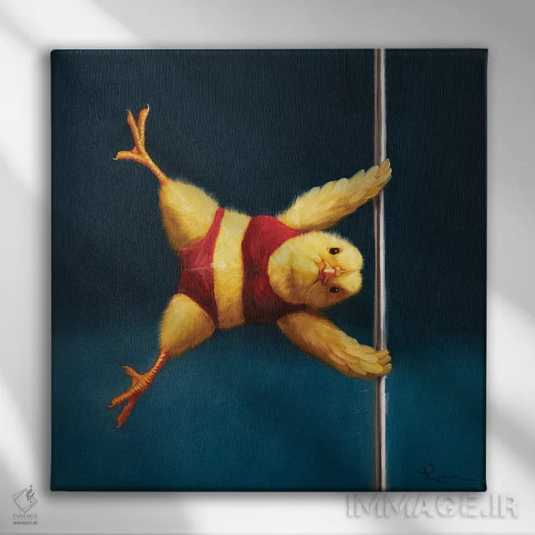 تابلو جوجه میلهای: آهنی اثر لوسیا هفرنان - نمای روبهرو روی دیوار