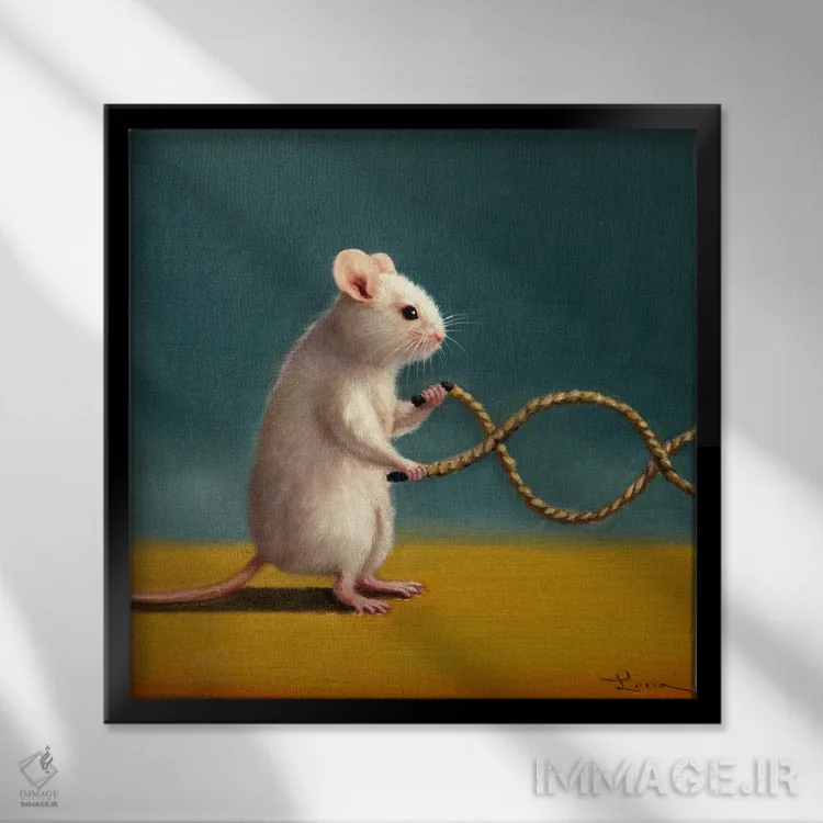 تابلو طناب نبرد (موش باشگاه) اثر لوسیا هفرنان - نمای قابدار مشکی