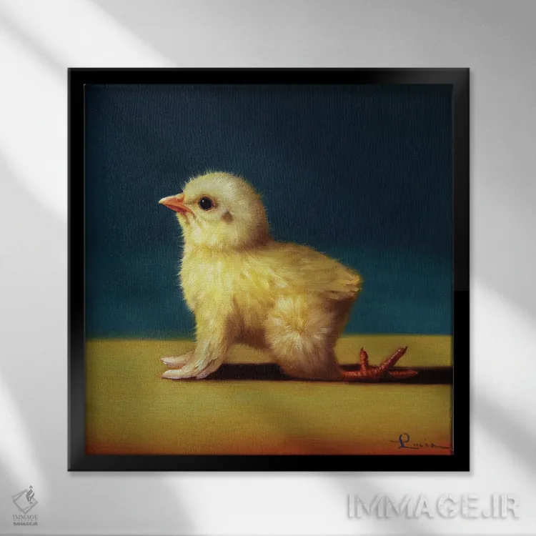 تابلو گاو (جوجه یوگاکار) اثر لوسیا هفرنان - نمای قابدار مشکی