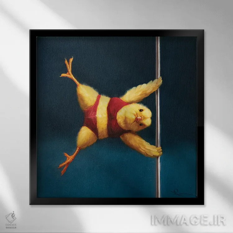 تابلو جوجه میلهای: آهنی اثر لوسیا هفرنان - نمای قابدار مشکی