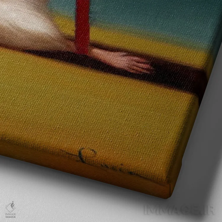 تابلو بالا بردن پا از پهلو (موش باشگاه) اثر لوسیا هفرنان - نمای نزدیک بافت بوم