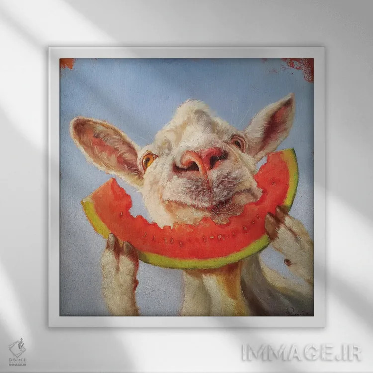 تابلو خوراکی تابستانه اثر لوسیا هفرنان - نمای قابدار سفید