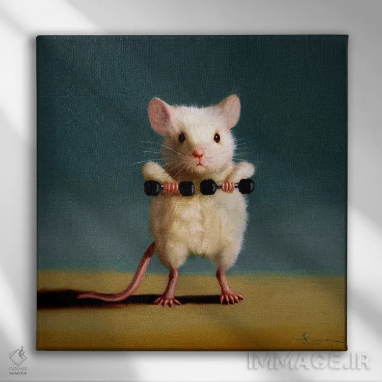 تابلو زیر بغل ایستاده (موش باشگاه) اثر لوسیا هفرنان - نمای روبهرو روی دیوار