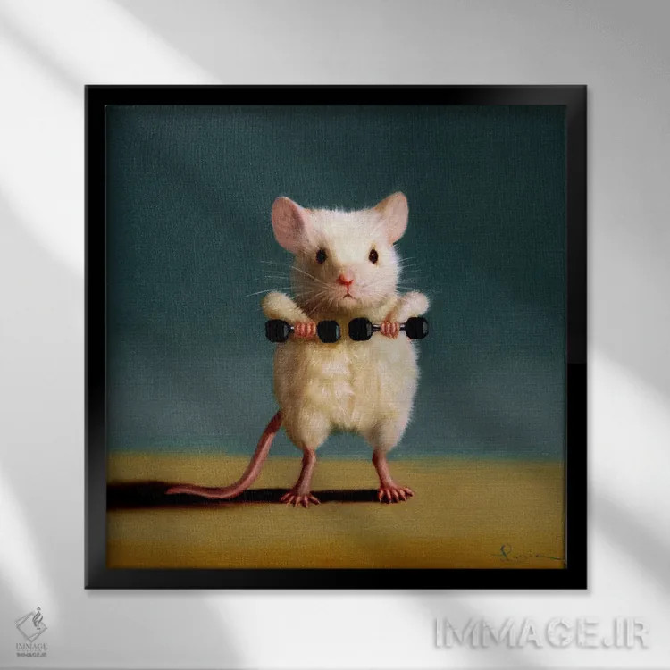تابلو زیر بغل ایستاده (موش باشگاه) اثر لوسیا هفرنان - نمای قابدار مشکی