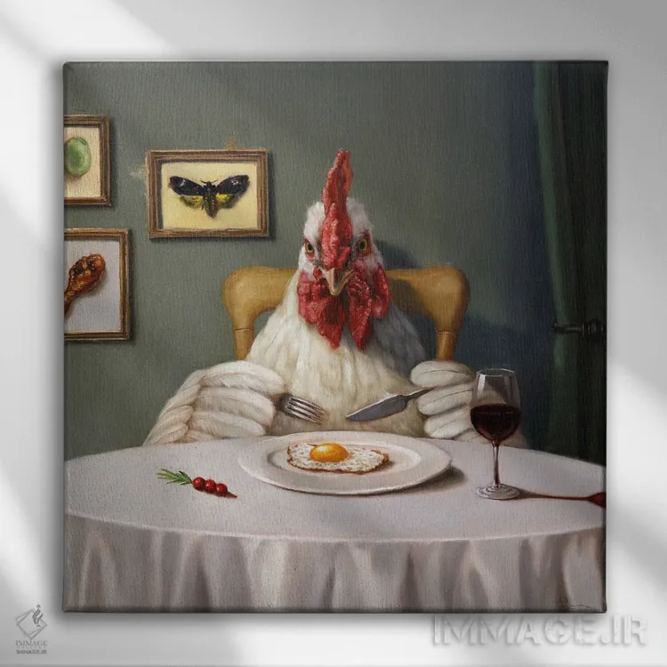 تابلو هنیبال لکتر (کنایه از مرغ) اثر لوسیا هفرنان - نمای روبهرو روی دیوار