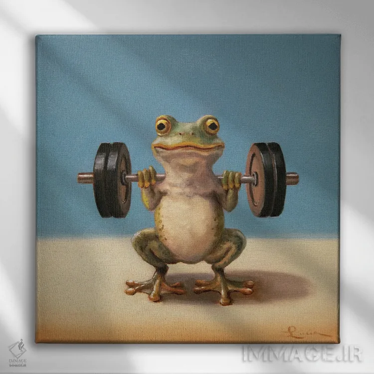 تابلو اسکوات پشت (قورباغه باشگاه) اثر لوسیا هفرنان - نمای روبهرو روی دیوار
