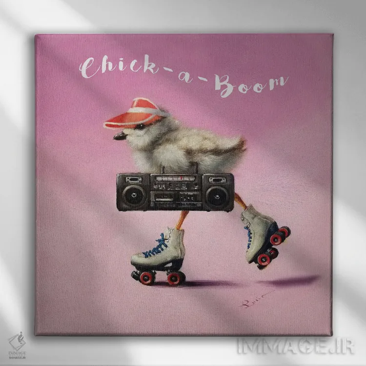 تابلو جوجه اسکیتباز اثر لوسیا هفرنان - نمای روبهرو روی دیوار