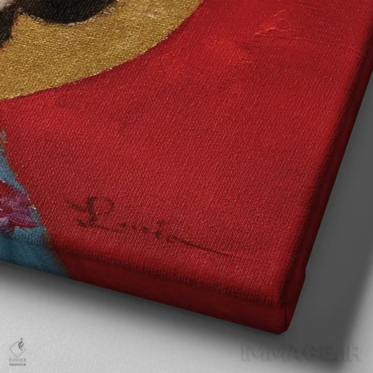 تابلو اردک گیشا (زن ژاپنی سنتی) اثر لوسیا هفرنان - نمای نزدیک بافت بوم