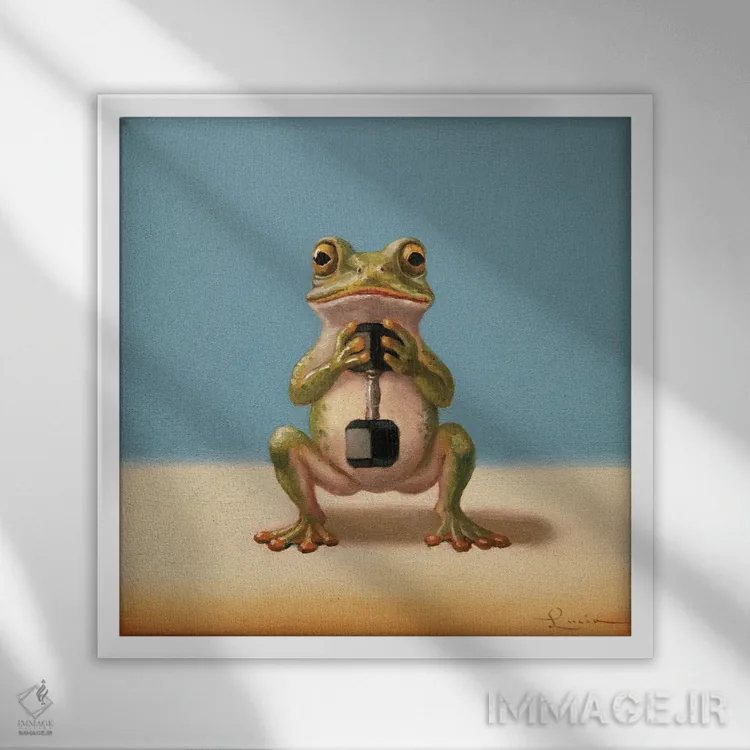 تابلو اسکوات گابلت (قورباغه باشگاه) اثر لوسیا هفرنان - نمای قابدار سفید