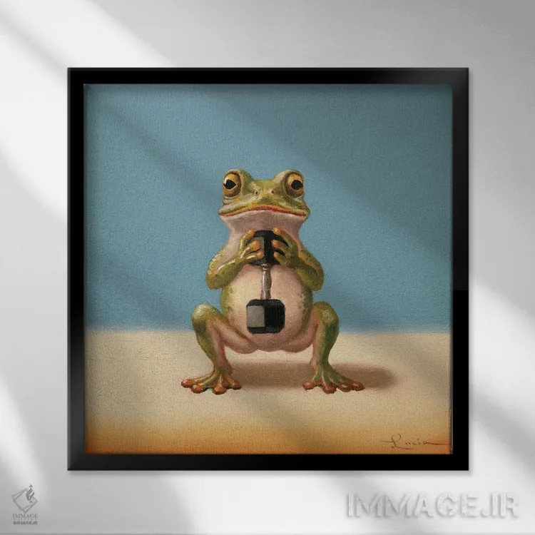 تابلو اسکوات گابلت (قورباغه باشگاه) اثر لوسیا هفرنان - نمای قابدار مشکی