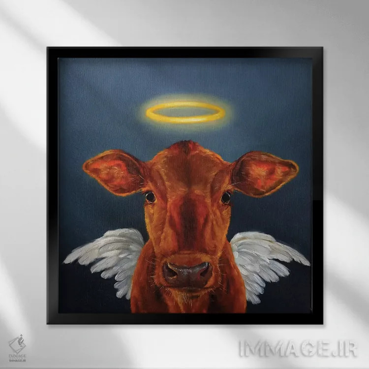 تابلو گاو مقدس (شگفتی) اثر لوسیا هفرنان - نمای قابدار مشکی