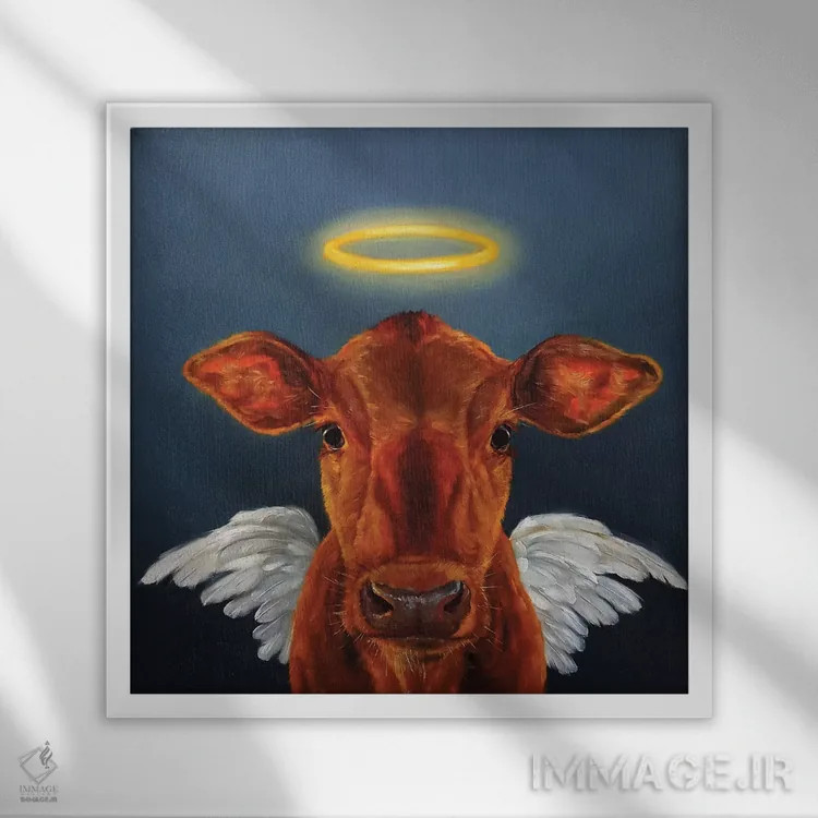 تابلو گاو مقدس (شگفتی) اثر لوسیا هفرنان - نمای قابدار سفید