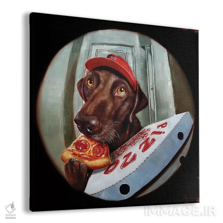 تابلو پوپرونی (بازی کلمهای: پپرونی و سگ) اثر لوسیا هفرنان - نمای پرسپکتیو محصول